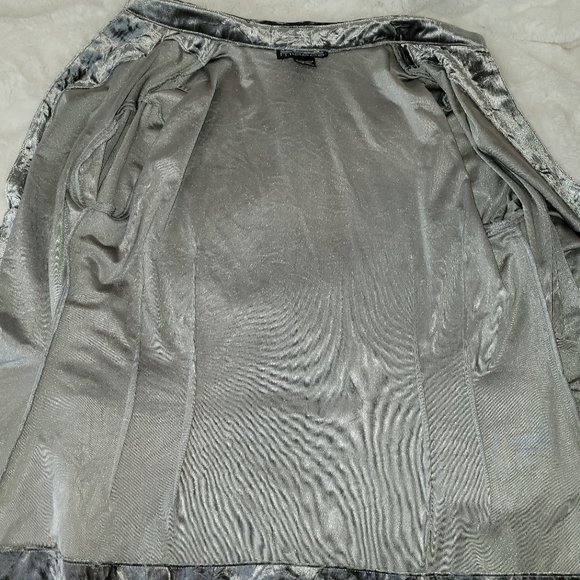 Crushed Velvet Jacket Gray Cocktail Hour Layering Women's Petite Large Cardigan - Picture 6 of 8